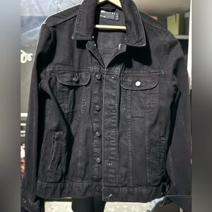 Black denim jacket #denimjacket